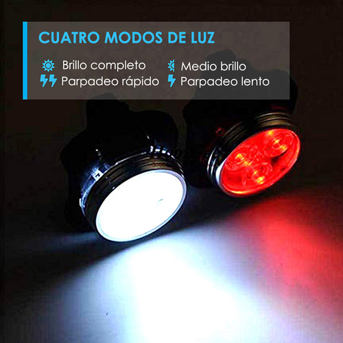Luz De Bicicleta Trasera Impermeable Recargable 2 Piezas