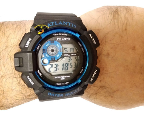 Relógio Masculino Esportivo Atlantis G7396 Azul Anadigi
