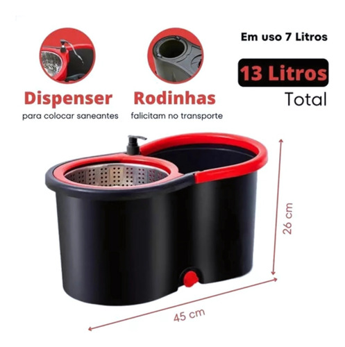 Mop Flat 360 Magico Rodo Giratorio Mop Rodo Limpa Vidro