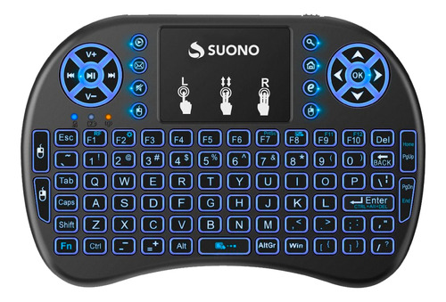 Mini Teclado Inalambrico Tv Box Touchpad Smart Tv Iluminado Colores + Receptor Usb Tablet Pc Tv Practico Recargable  