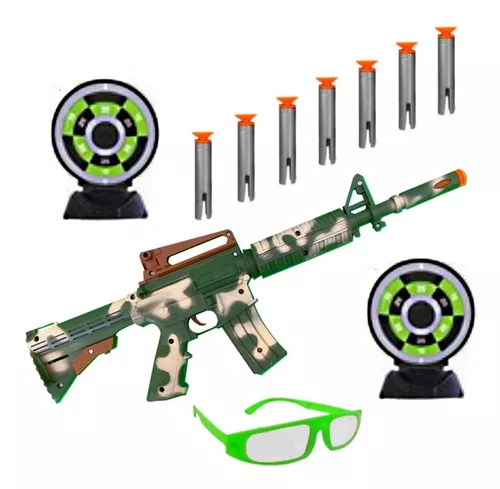 Metralhadora Pistola Brinquedo Tipo Nerf Luz Som Camuflada - R$ 59,99