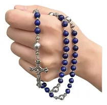 Comprar Collar rosarios catolicos Mala Piedra Natural Ónix Cadena Hematita Cruz cgq