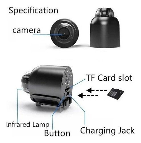 Mini Câmera Wi-fi Sem Fio 1080p Vigilância Noturna Segura