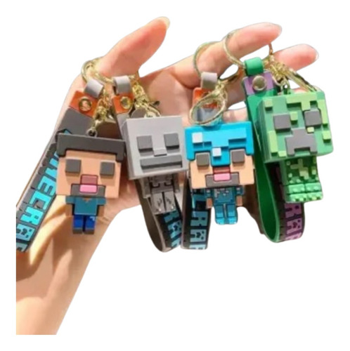 Llaveros Minecraft Pelicula. Calidad Premium ( 10 Unidades ) Gris