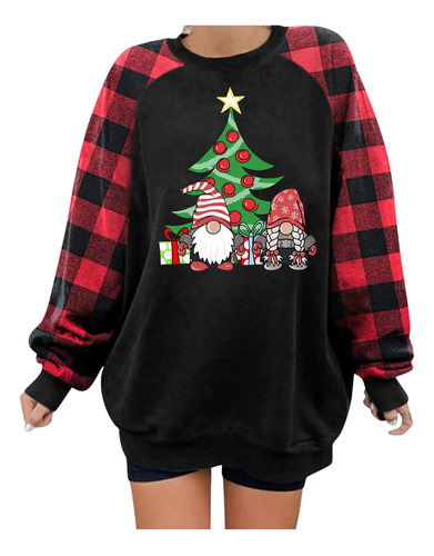 Sudadera Grafico Navideño Para Mujer Vintage Estampado Blusa