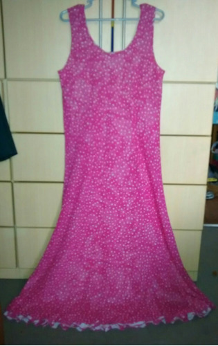 Vestido Fucsia De Gasa Con Forro Talla L-xl Usado     