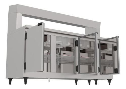Balcão Condimentador 3 Portas 1,85m Inox Kbscc-185d Kofisa 220v