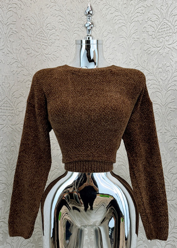Sueter Cerrado Tejido Chenilla Extra Suave Cuello Redondo