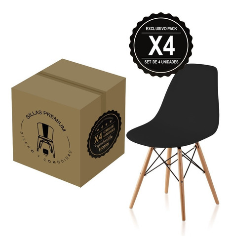 Imagen 1 de 10 de Sillas Eames Patas De Madera 4 Gardenlife Reforzadas Living