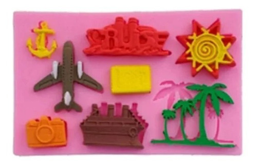 Molde Silicona Verano Vacaciones Viajes Fondant Porcelana