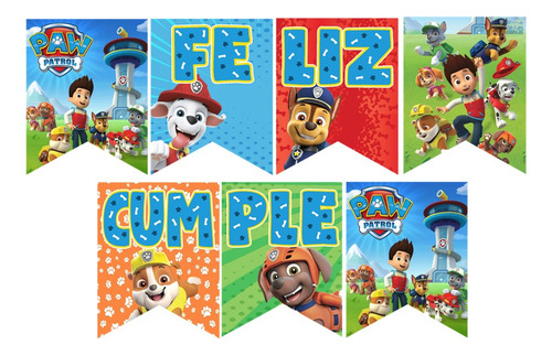 Combo Banderín Patrulla Canina + Numero 70cm + 10 Látex