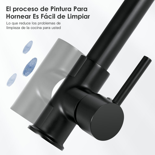 2 Modos Grifo Mezclador Monomando Llave Fregadero De Cocina Negro Mate