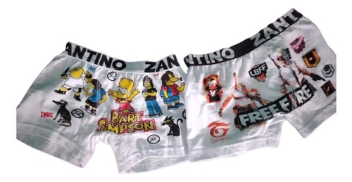 Boxer Niños Talle 10 X2 - Los Simpsons Y Free Fire 