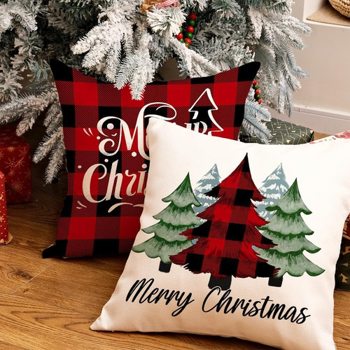 Juego De 4 Fundas De Almohada 45 X 45 Cm Navidad