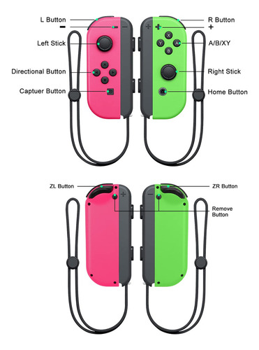 Switch Joycon, Driver Joycon Para Switch/lite/oled, Repuesto Para Nintendo Joy Con Compatible Con Función De Encendido Y Vibración Y Giroscopio De 6 Ejes, L/r Joy Cons Con Correas De Muñeca Rosa Y