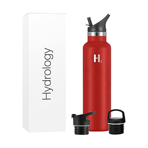 H2 Hydrology Narrow Mouth Water Bottle Con 3 Lids 5mmt2