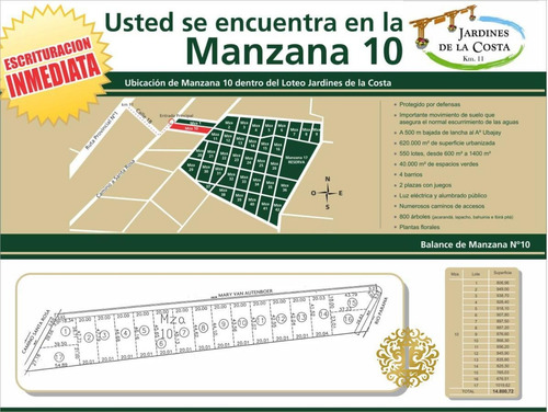 Imagen 13 de 14 de Se Vende Lote En Jardines De La Costa - Ruta 1 Km. 10