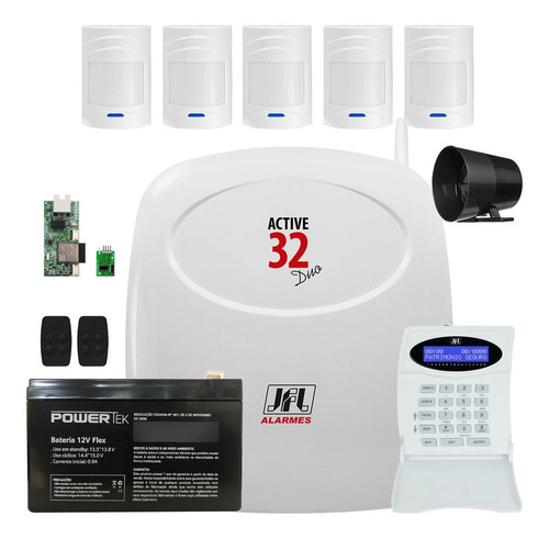 Kit Alarme Active 32 Duo Jfl Sensor Sem Fio Pet 520 Duo