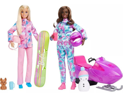 Set De Barbie Deportes Invierno Con 2 Muñecas Y Accesorios