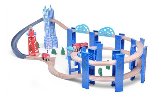 Imagen 1 de 2 de Tren Pista Orbita Espiral 50 Pzs De Lujo Madera Acool Ac7525