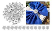 Comprar 12 Anillos Para Servilletas D Metal Forma Flor Con Cristales