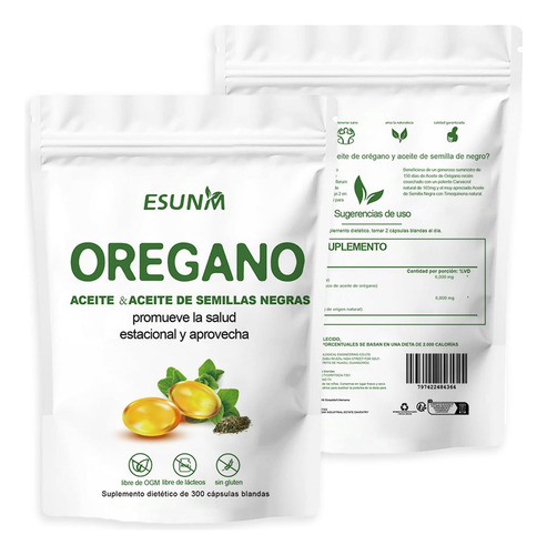 Aceite De Orégano 6000 Mg Con300cápsulas Blandas Sin Sabor*2