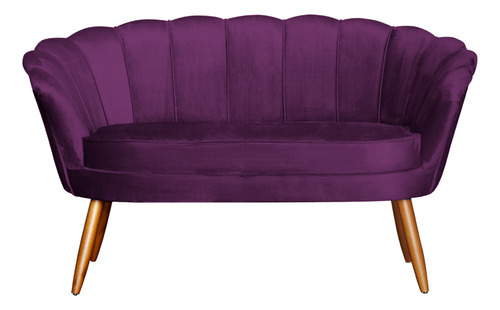 Kit Namoradeira + 1 Poltrona Pétala Veludo Roxo