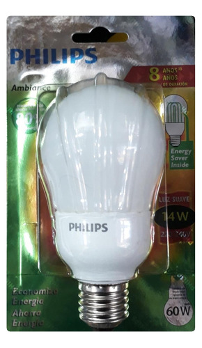 Lámpara Bajo Consumo Philips Ambiance 14w Calida