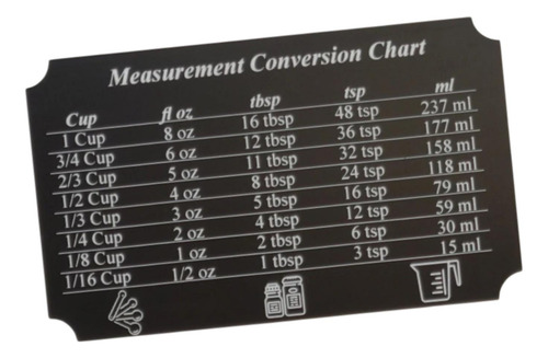 Tabla De Conversión De Cocina, Accesorio De Cocina, Negro S