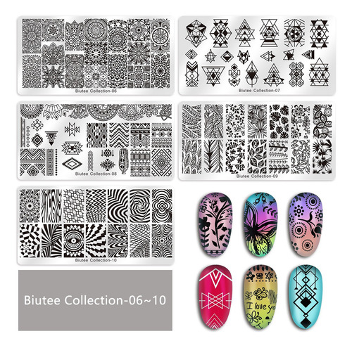 Biutee 19pcs Nail Stamp Plates Set 15 Plate 1stamper 2scrape