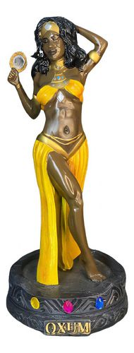 Estátua Oxum Espelho 32cm Realista - Umbanda Candomblé Cor Amarelo