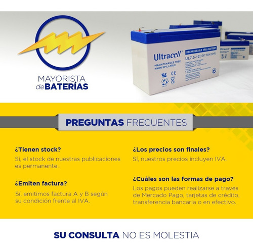 Bateria Alarma Ups Leds Gel 12v 7ah 12 7a Ultracell Original