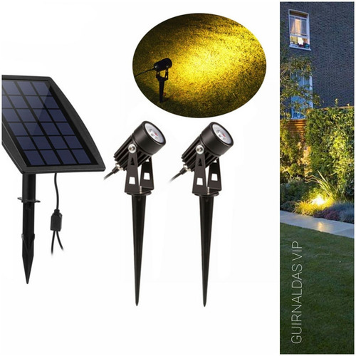 Estaca Panel Solar X2 Luz Led Jardin Exterior