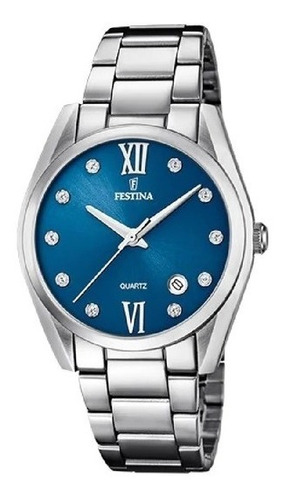 Reloj Festina F16790/c Plateado Mujer Color del fondo Azul