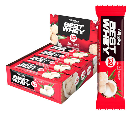 Barra De Proteina Gourmet Best Whey Atlhetica Cx 12x32g Sabor Beijinho De Coco