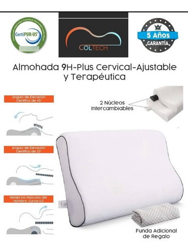 Imagen 1 de 4 de Almohada Cervical Ajustable Terapeutica 9h-plus Tienda