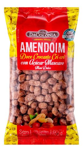 Amendoim DaColônia Cri-Cri Crocante com Açúcar Mascavo sem glúten 350 g