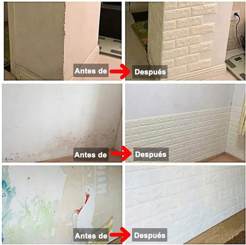 Patrón De Ladrillo Pegatina De Pared 3d Textura Papel 10 Piezas Color Blanco