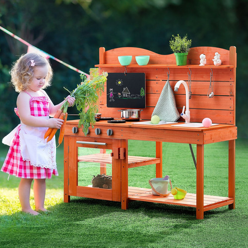 Cocina De Barro De Madera, Exterior, Niños, Juego De Simulac
