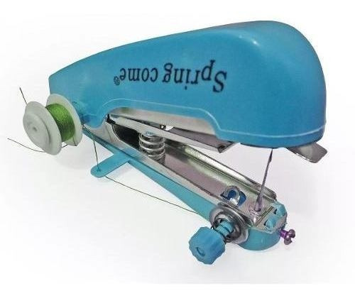 Mini máquina de coser manual portátil de color azul cielo