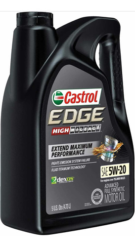Aceite Castrol Edge 5w-20 Sintético Alto Kilometraje 5qt.