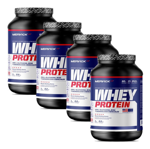 4 Proteína Whey Protein 1 Kg Mervick C/ Amino Instantanea