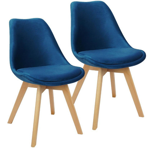 Kit 2 Cadeiras Charles Eames Leda Veludo Luisa Saarinen