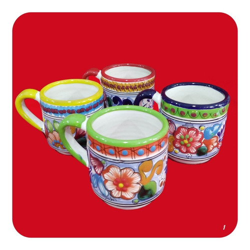 Imagen 6 de 7 de Taza De Talavera Poblana Color Varios Diseños 300ml. Tz