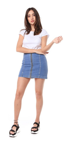 Imagen 2 de 5 de Falda Pollera Muriel Cierre | Vov Jeans (9224)