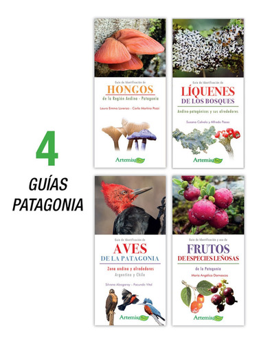 4 Guías Ident Patagonia Aves Líquenes Hongos Frutos Artemisa