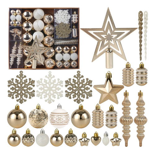 Paquete 78 Adornos Bolas Inastillables Árbol Navidad Blanco