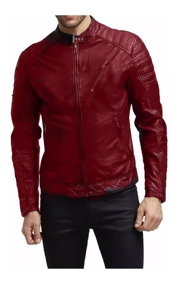 jaqueta de couro masculina vermelha