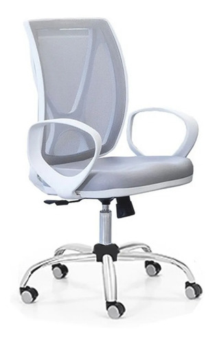 Silla Oficina Ejecutiva Sillon Gerencial Cromado Alma Blanco