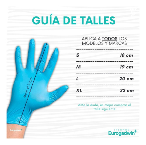 Guantes Nitrilo // Euromix // C/n Anmat // Azul Xs